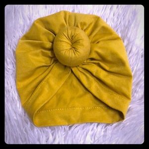Mustard Yellow Baby Girl Turban 💛🍩 Donut Hat